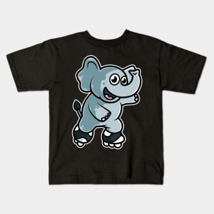 Elephant Retro Roller Skate graphic Kids T-Shirt